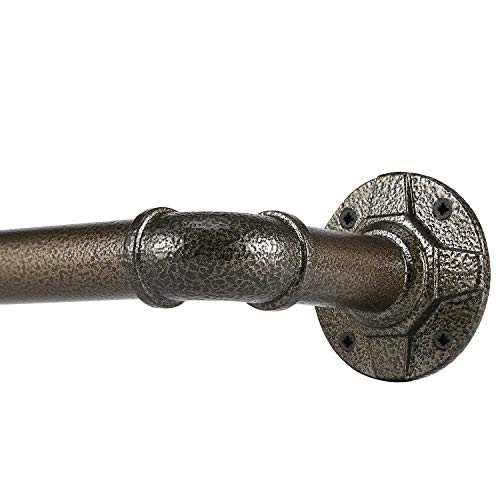 PLESIU N/H 1-Inch Industrial Curtain Rod, 28-48 Inch, Rustic Wrap, Gold Dots New