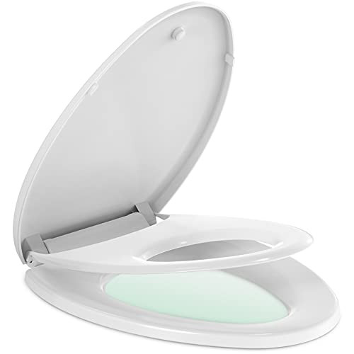 Toilet Seat with Built-In Potty Training Seat Elongated B09BCXX6CW - White New