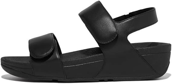 FITFLOP LULU ADJUSTABLE LEATHER BACK-STRAP SANDALS - SIZE: WOMEN 8.5 - BLACK New