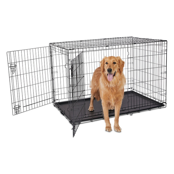 Animaze 2-Door Folding Dog Crate 48.5" L x 30.2" W x 32" H - Black New