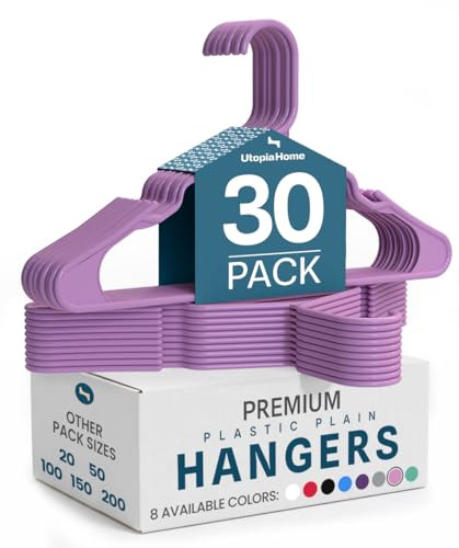 UTOPIA HOME PLASTIC HANGERS 30 PACK SPACE CLOTHES HANGER UH0714-30P - PINK New