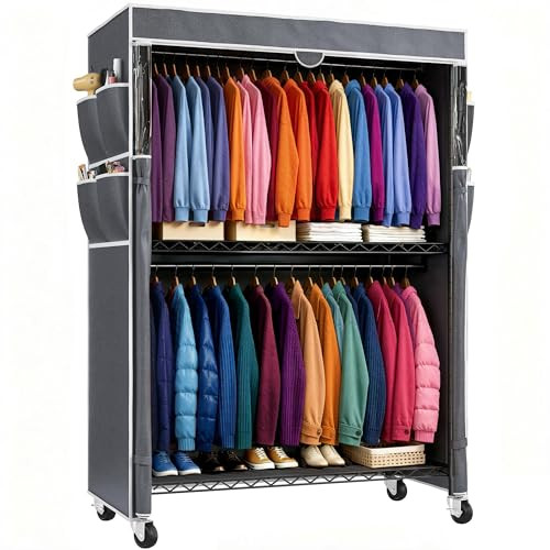 Raybee Clothes Rack Cover Rolling Portable Closet Storage New