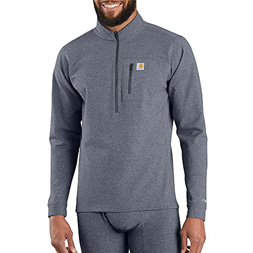 CARHARTT MEN BASE QUARTER-ZIP THERMAL FORCE HEAVYWEIGHT NAVY HEATHER L New