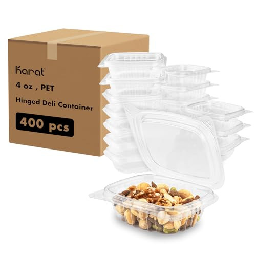 Karat 4oz PET Clear Clamshell Deli Containers Leak-Resistant Pack of 400 New