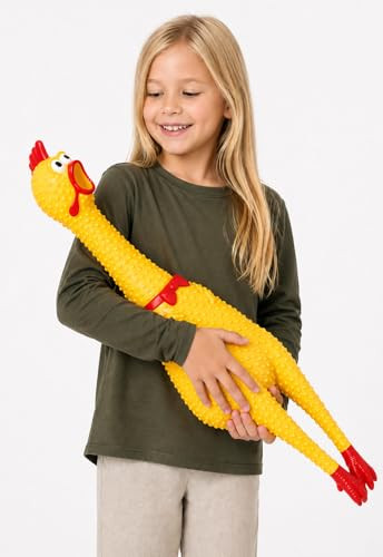 Animolds Crazy Huge Rubber Chicken 29 Inch Screaming Squeaks Up to 45 Seconds New