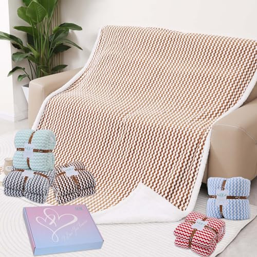 GCQC Checkered Sherpa Fleece Blanket Double-Sided Grid Warmer - Grey & White New