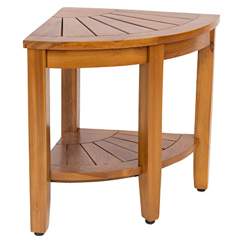 Seven Seas Teak Waterproof Corner Bench With Shelf New