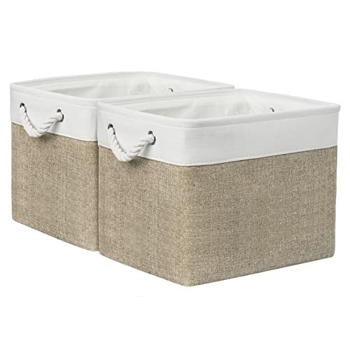 TcaFmac Organization Storage Basket 16x12x12 inch Large 2 Pack B0BVQTP9GR White New