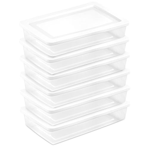 Sterilite 6 Pack Storage Box, 41 Quart Stackable Tote, Clear Plastic Container New