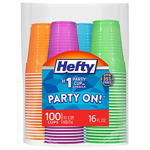 Hefty Everyday 16 oz Disposable Party Cups 16 fl oz 100 / Pack - Assorted Bright New