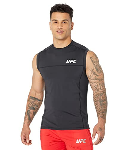 UFC Sleeveless Crew Neck Tank Top for Men Blended Cotton Short Sleeves Black