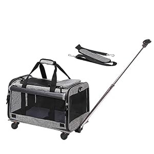 Coopeter Dog Carrier with Wheels Pet Carrier Grey B07MT7PKNZ
