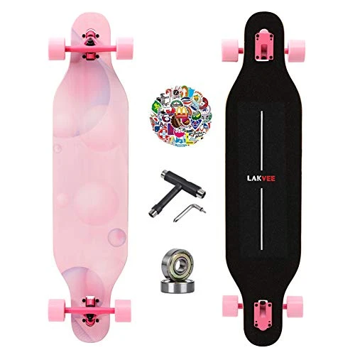 LAKVEE Longboard 41" Downhill 9 Ply Canadian Maple Cruiser B08M427GFL - Black