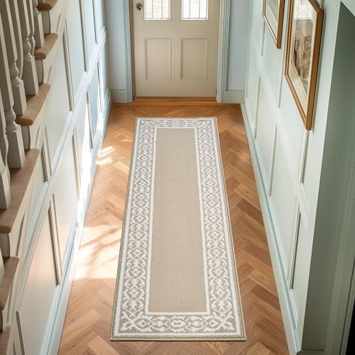 LAURA ASHLEY ALL LOOP TUFTED 26" X 72" RUNNER RUG BERBER/IVORY LORRETA TWO-TONE New