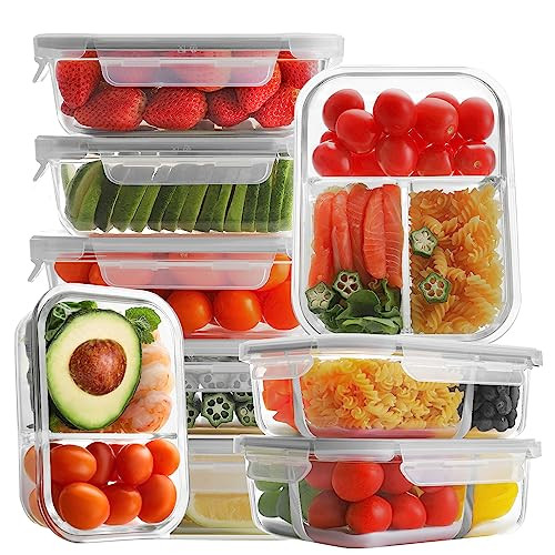 Bayco 9 Pack Glass Food Storage Containers with Lids B08DK29LTK New
