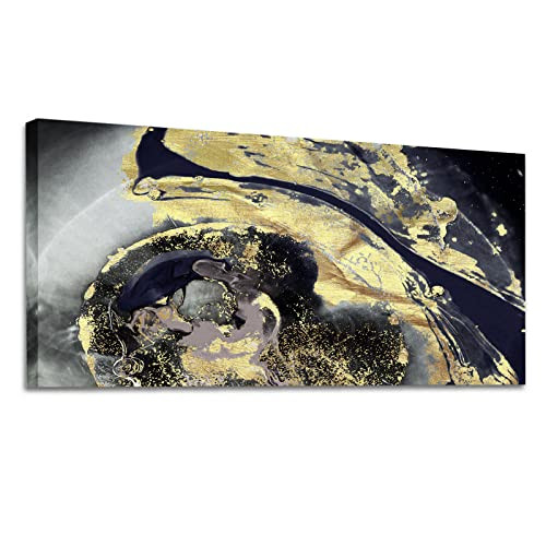 SchwartsCount Wall Art Canvas Abstract Art Paintings Black and Gold Fantasy
