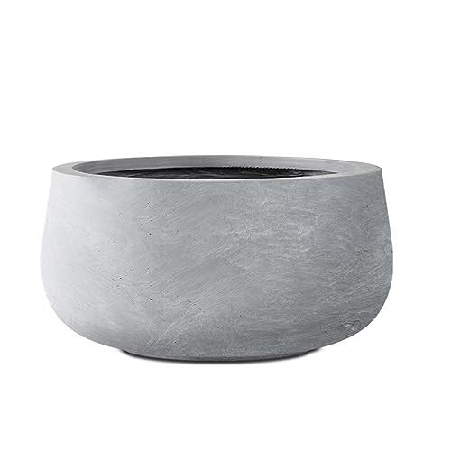 Kante 11.8" Dia Round Concrete Planter Cement Pots Drainage Hole - Gray New