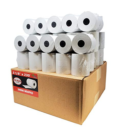 BuyRegisterRolls Thermal Paper Receipt Rolls 3 1/8" x 230' 50 Rolls - White New