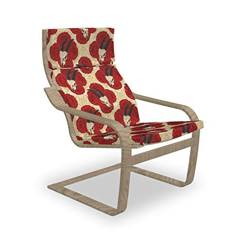 Lunarable Gothic Armchair Pad and Slipcover Goat Skull Red Roses Pattern
