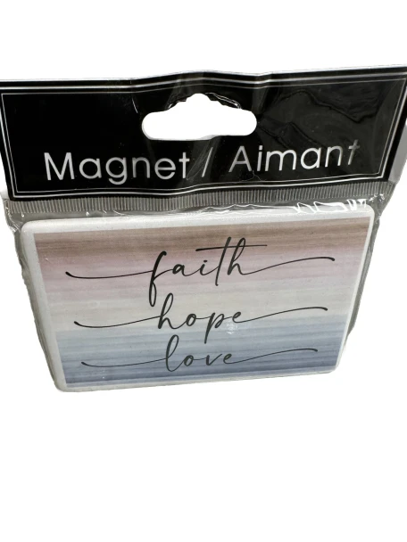 GREENBRIER REFRIGERATOR CERAMIC MAGNET FAITH/HOPE/LOVE - MULTI