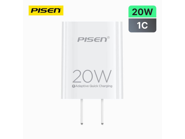 PISEN-PISEN Quick USB-C 20W Fast Wall Charger With USB-C to C Cable (US)
