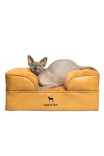NOAH & PAW SMALL DOG BED 20X15X8 INCH ORTHOPEDIC MEMORY GEL - CAMEL