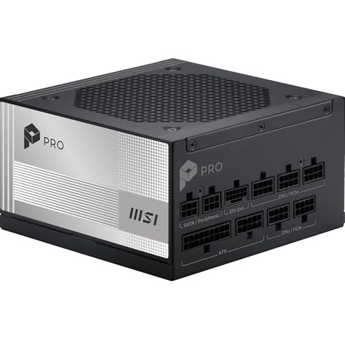 MSI PRO A850PL PCIE5, Fully Modular Gaming 850W Power Supply, 80+ Platinum