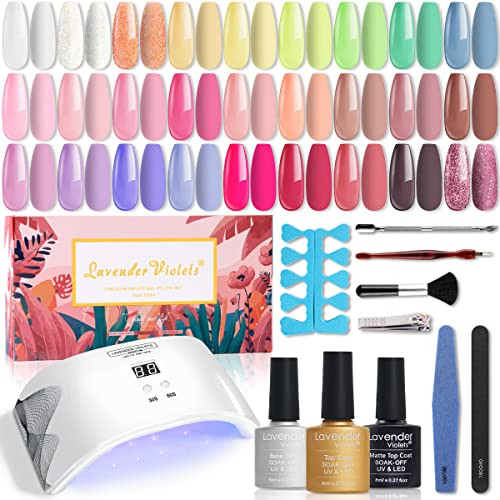 Lavender Violets 27+3 Colors Gel Nail Polish Kit with UV Light 24W Nail Dryer New