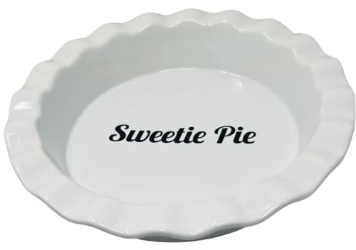 Cute Pie Dish Gift for Pie Bakers Sweetie Pie Plate White