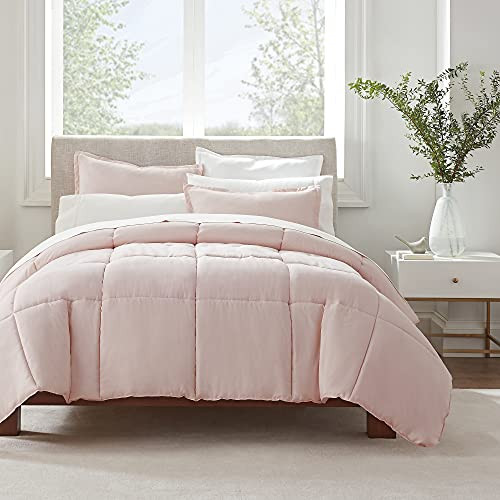 SERTA SIMPLY 2-PIECE CLEAN ANTIMICROBIAL COMFORTER SET TWIN XL - BLUSH PINK New