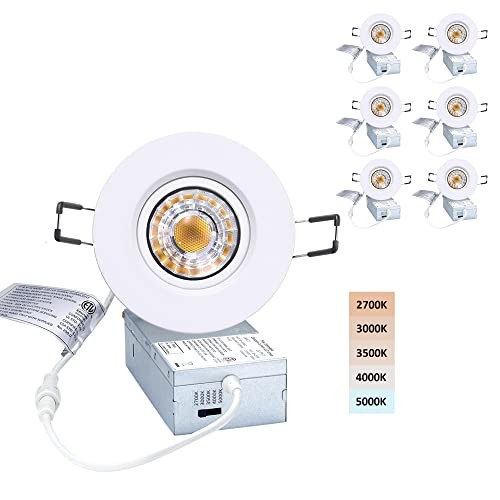 Cozyou Canless Recessed Gimbal Downlight, 8W, 6 Pack