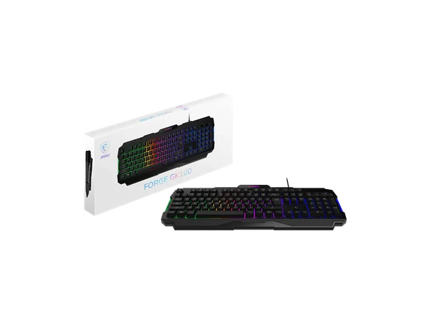 MSI FORGE GK100 Wired Gaming Keyboard, Full-Size 104-Key Membrane Keyboard, RGB