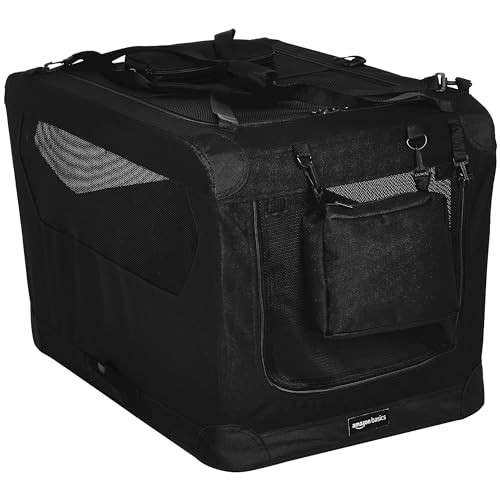 AMAZON BASICS PORTABLE SOFT PET DOG CRATE NO.4, 12002-30BK-APL - BLACK
