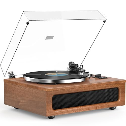 All-in-One Vintage Record Player High Fidelity Belt Drive Turntable B0CRVJZLHW New