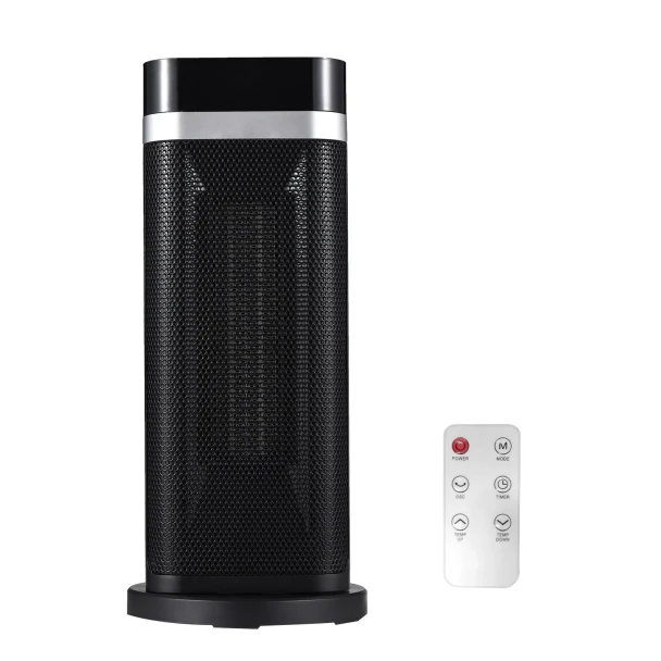 2-1500W PORTABLE SPACE HEATER REMOTE CONTROL 90°OSCILLATION CERAMIC - BLACK