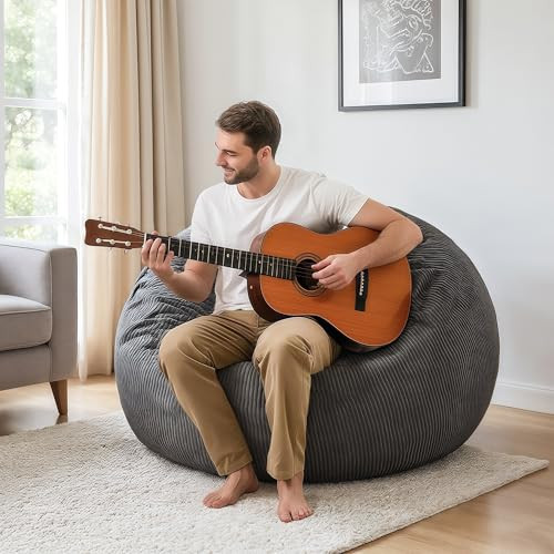 CangLong Large Bean Bag Chair with Filler, Plush Fluffy Shell Design Lounger New