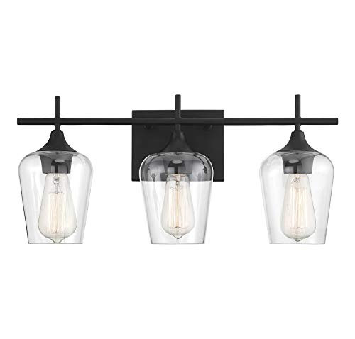 SAVOY HOUSE OCTAVE 3 LIGHT 21" WIDE BATHROOM VANITY LIGHT - MATTE BLACK