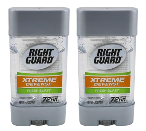 Right Guard Xtreme Defense Fresh Blast Gel 4 Ounce 72Hr (Pack of 2) -NEW New