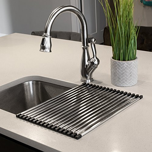 Ticor Stainless Steel Square-Tube Roll-Up Over-The-Sink Drying Rack (19" x 12") New