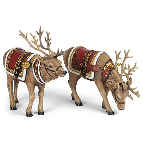 B08CF2V7FJ Christmas Majestic Reindeers Polyresin Antlers Blanket 133562 - New New