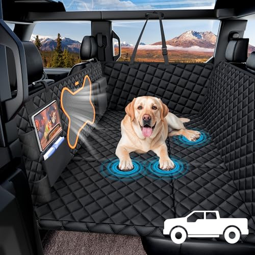 QINGTI TRUCK DOG SEAT COVER BACK SEAT HARD BOTTOM, LARGE DOGS - BLACK