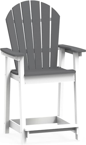 OTSUN OUTDOOR TALL ADIRONDACK CHAIRS - LIGHT GRAY/WHITE