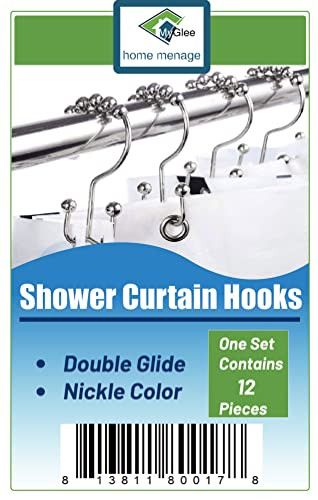 MyGlee Metal Double Roller Glide Shower Curtain Ring B0C6YCDX6B - Black New