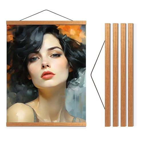 Travelization Magnetic Poster Hanger 24” Poster Frame Magnets Teak Wood New