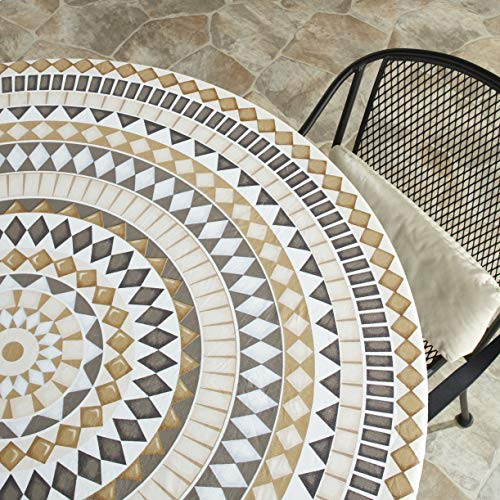 B084JGQBG6 Custom-Fit Elastic 48" Round Table Cover Home Catering - Tiles New