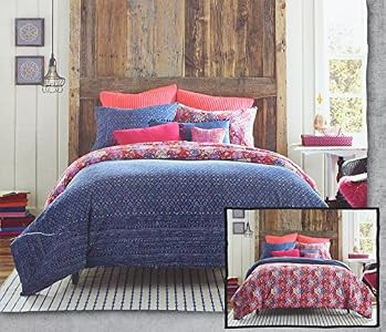 Anthology Twin Size Reversible Comforter Bed Set - Happy Indigo Collection