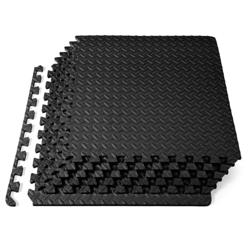 ProsourceFit Exercise Puzzle Mat ½" for Home Gym, 24 SQ FT - 6 Tiles - Black New
