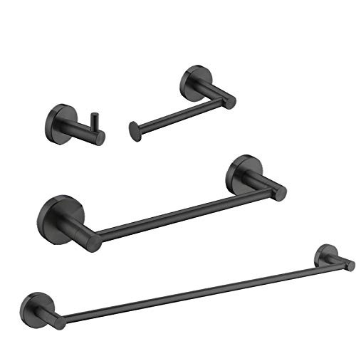 WANMAI 4 Piece Bathroom Accessories 23.6 Inch Towel Bar SUS 304 - Matte Black New