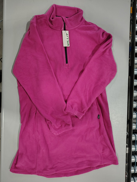 WILLIT FLEECE DRESS SWEATSHIRT THERMAL LONG PULLOVER SIZE: WOMEN XL - ROSE PINK