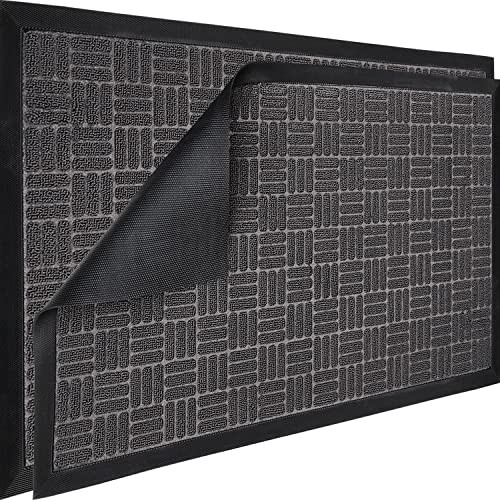 Sierra Concepts Front Door Mat Heavy Duty Welcome 36" x 24" 2-Pack - Gray Maze